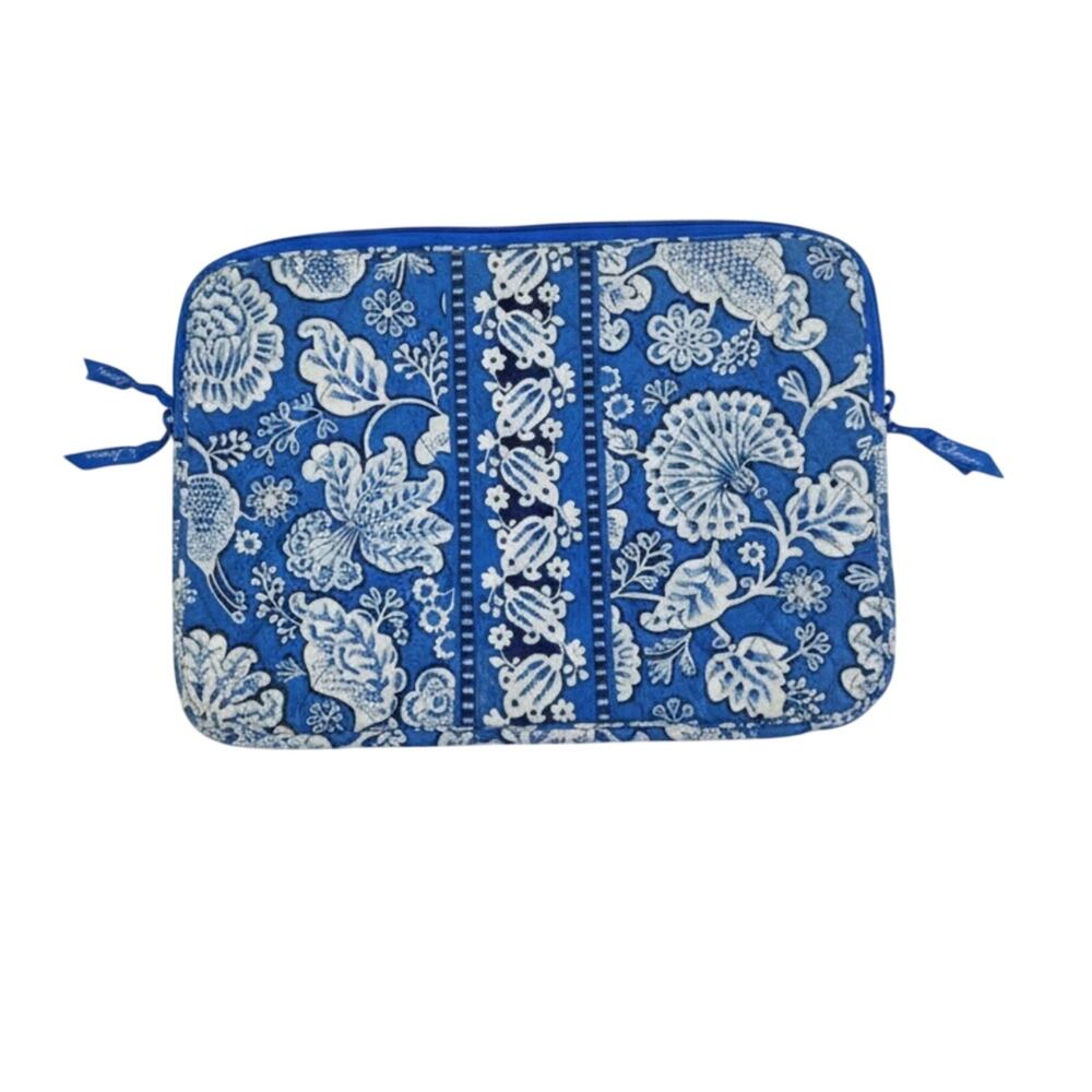 Laptop Sleeve Blue Floral Quilted Vera Bradley Case Tech Bag Padded Cover Y2K